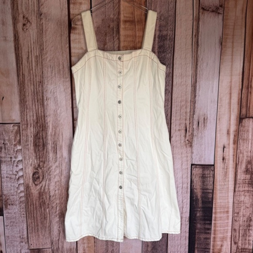 Kowtow Dress Panel Sustainable Organic Denim Ecru Minimal Ethical Capsule XL NWT
